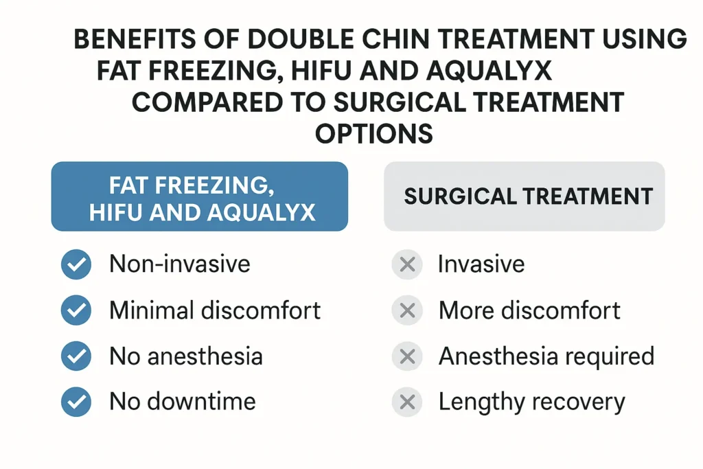 Graphic about the benefits of double chin treatment Kenilworth - from LA LIPO