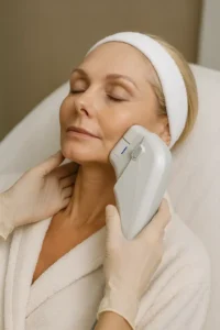 Woman receiving HIFU non surgical facelift treatment Kenilworth